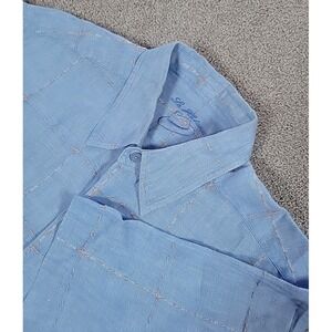 LA HABANA MENS 100% LINEN SHORT SLEEVE BUTTON SHIRT ‎ SIZE MEDIUM
